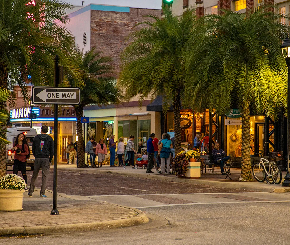 Downtown Ocala, Florida — historic square with shops and restaurants